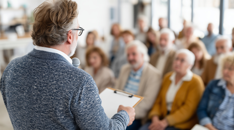Speaker addressing a group